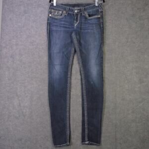 True Religion Jeans Womens 29 Blue Skinny Super T Contrast Stitch Made USA